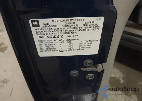 2003 Chevrolet Trailblazer Ls from USA, damaged, VIN 1GNDT13S232236130